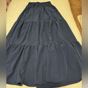 Elegant Navy Blue Tiered Maxi Skirt